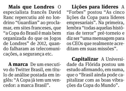 Notas da coluna de Nelson de Sá, na Folha