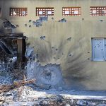 Damaged building in the kibbutz Be'eri in Israel, following the October 7th massacre by Hamas.