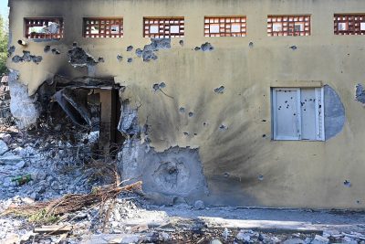 Damaged building in the kibbutz Be'eri in Israel, following the October 7th massacre by Hamas.