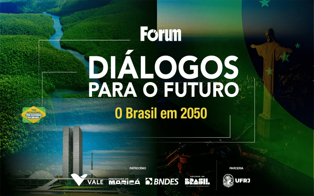 Card informativo do evento Diálogos para o Futuro na Praia Vermelha da UFRJ.