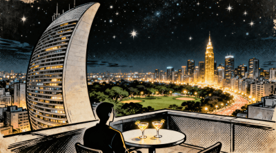 Ilustração editorial sobre Blog Santander elenca mais de 30 lugares para sair à noite em São Paulo. (Ilustração: Cafezinho /