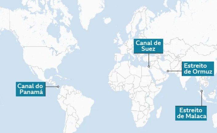Resistência do Irã, pressão sobre rotas comerciais e insegurança global redesenham a disputa geopolítica por corredores essenciais ao comércio internacional.
