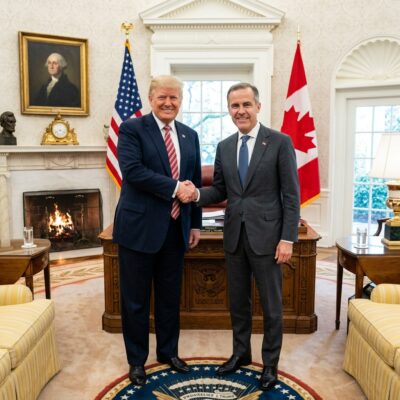 Donald Trump e Mark Carney no Salão Oval da Casa Branca