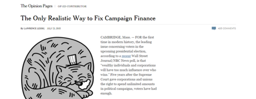 Proibir o financiamento privado de campanha. Este é o único modo de acabar com a corrupção na política, avalia Lessig