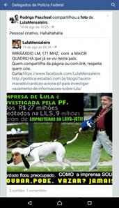 Na página dos delegados da Polícia Federal, em 19 de agosto, foi reproduzida charge em que o ministro Cardozo é visto como cachorrinho de Lula