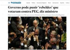 Governo pode punir 'rebeldes' que votaram contra PEC, diz ministro