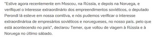 Em nova gafe, Temer chama empresários russos de 'soviéticos