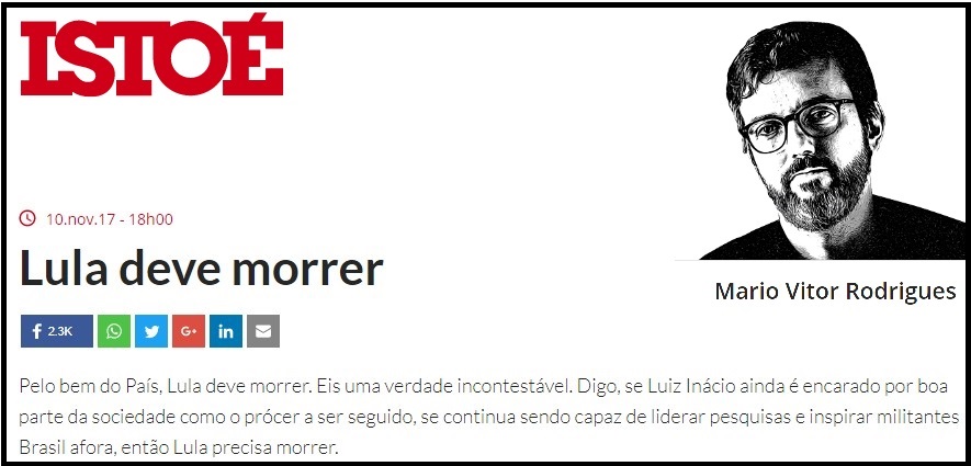 Istoé defende o assassinato de Lula | O Cafezinho