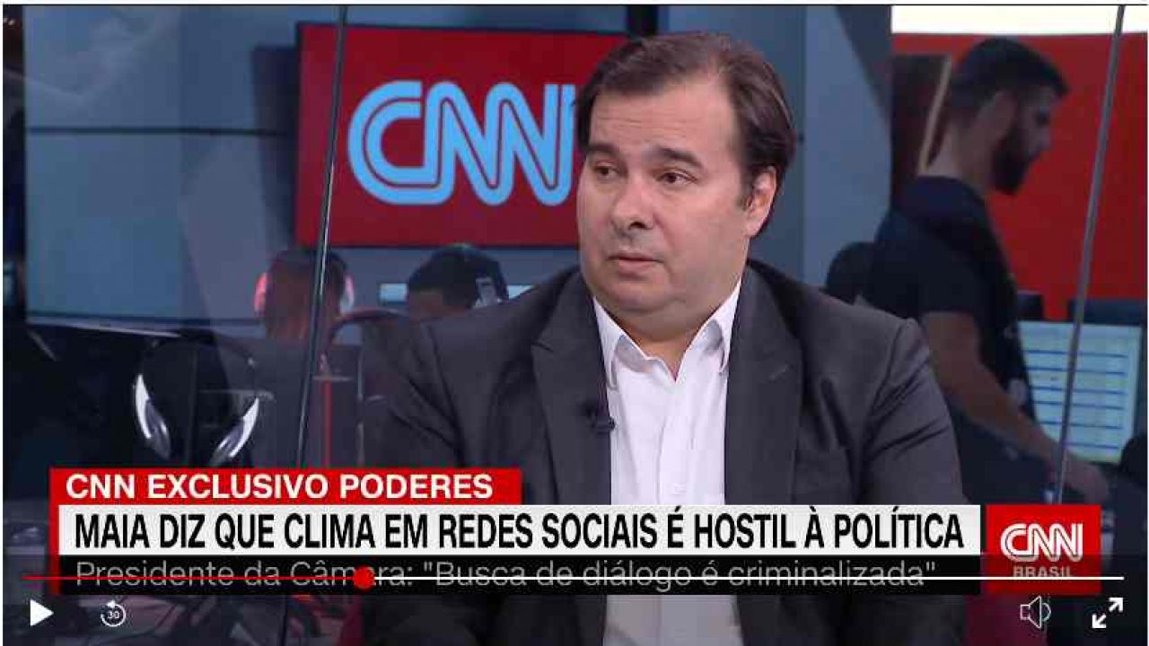 Maia � CNN: "rela��o entre o Legislativo e o Executivo federais � prejudicada por apoiadores radicais do presidente Bolsonaro" | O Cafezinho