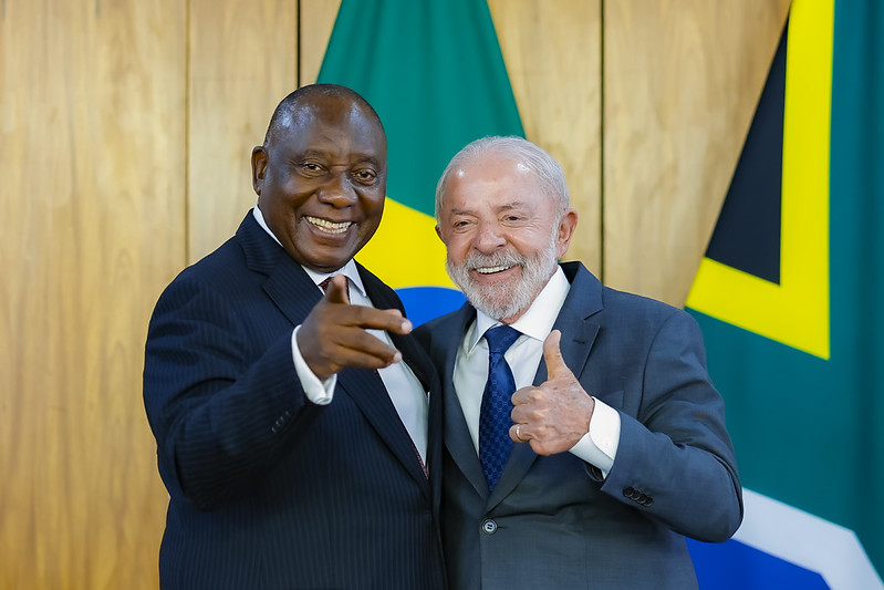 Presidente Lula e presidente Cyril Ramaphosa no Palácio do Planalto