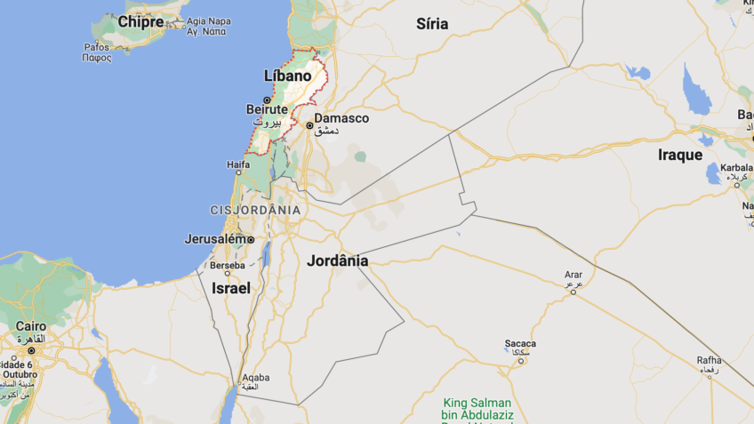 mapa, Oriente Médio, Líbano, Israel, geopolítica, fronteira, conflito, Hezbollah, Beirute, Jerusalém, estratégia militar.