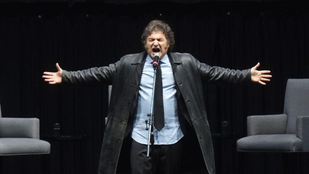 Javier Milei durante seu show no Luna Park