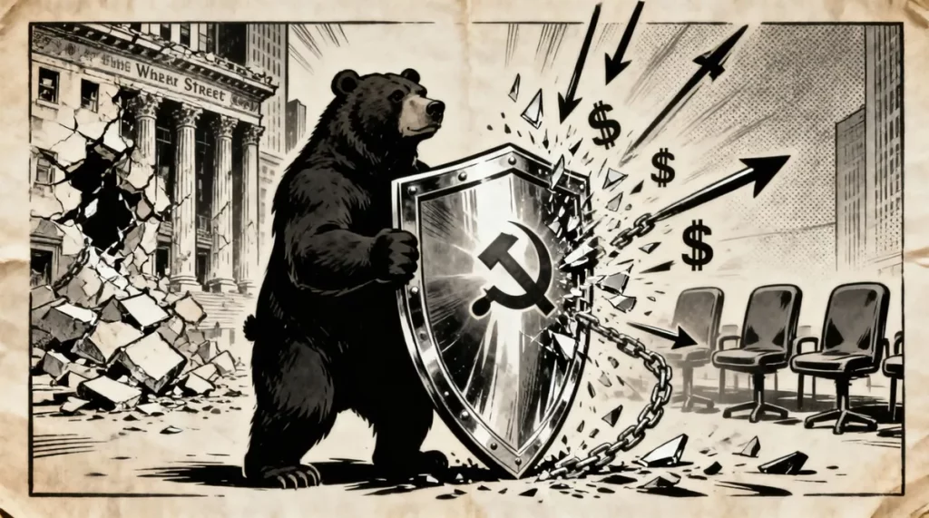 Ilustração editorial sobre Rússia conquista soberania financeira absoluta e se blinda contra sanções ocidentais. (Ilustração: