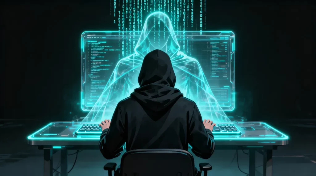 Ilustração editorial sobre Estudo revela transformação do hacker de ameaça a herói da era digital. (Ilustração: Cafezinho / W