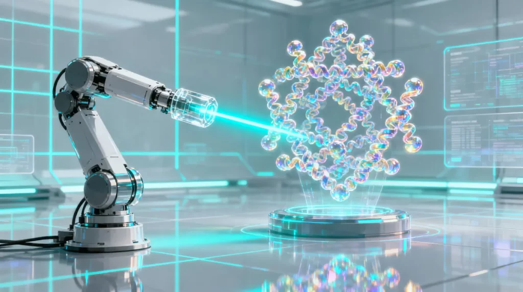Ilustração editorial sobre Cientistas japoneses criam redes de proteínas celulares com laser e sem modificação química. (Ilus