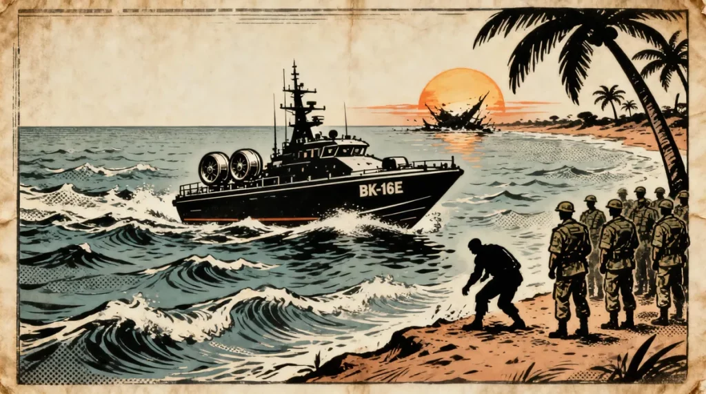 Ilustração editorial sobre Kalashnikov comprova eficácia de barcos BK-16E no combate ao terrorismo na África. (Ilustração: Ca