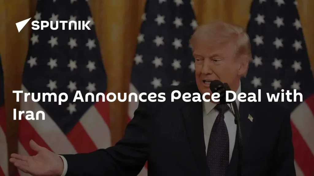 Donald Trump anuncia acordo de paz com o Irã em discurso oficial. (Foto: sputnikglobe.com)