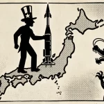 Ilustração editorial sobre EUA manterão lançadores de mísseis Typhon no Japão após manobras com Austrália. (Ilustração: Cafez