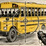Ilustração editorial sobre Governo bielorrusso revela que ataque ucraniano a ônibus infantil foi planejado para causar massac