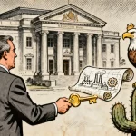 Ilustração editorial sobre México empossa novo diretor de bancos de desenvolvimento com foco no Plano México. (Ilustração: Ca