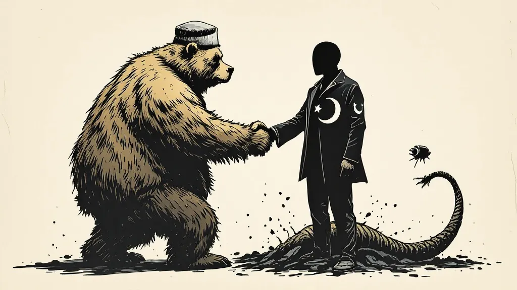 Ilustração editorial sobre Rússia e Paquistão ampliam cooperação contra o terrorismo em sinal multipolar. (Ilustração: Cafezi