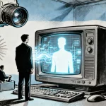 Ilustração editorial sobre Projeto de "gêmeo digital" de Milei na Argentina acende alerta sobre vigilância e vínculo com Pete