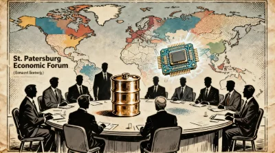 Ilustração editorial sobre Arábia Saudita lidera delegação de mais de 130 países na abertura do Fórum Econômico de São Peters