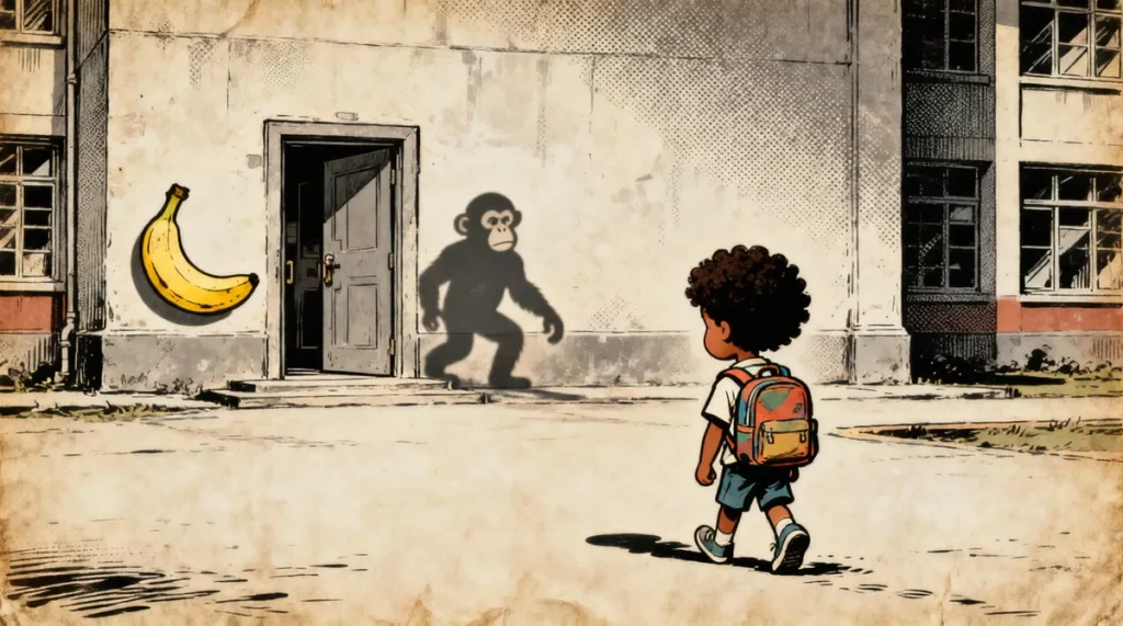 Ilustração editorial sobre Criança de 7 anos deixa escola no DF após sofrer ofensas racistas e denunciar omissão. (Ilustração