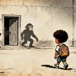 Ilustração editorial sobre Criança de 7 anos deixa escola no DF após sofrer ofensas racistas e denunciar omissão. (Ilustração