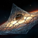 Representação artística de um cristal de espaço-tempo ao redor de um buraco negro. (Foto: timesofindia.indiatimes.com)
