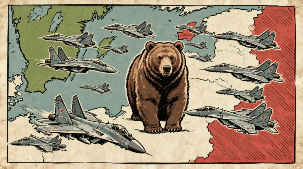 Ilustração editorial sobre Rússia realiza manobras militares no Báltico com mais de 10 caças e bombardeiros. (Ilustração: Caf