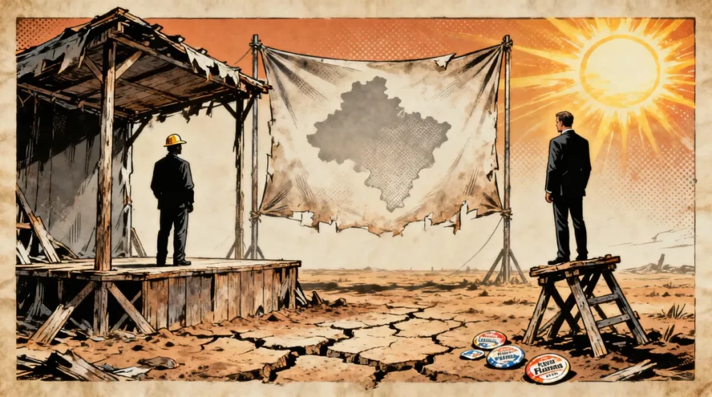 Ilustração editorial sobre Lula e Flávio Bolsonaro enfrentam dificuldades para formar palanques em Minas Gerais. (Ilustração: