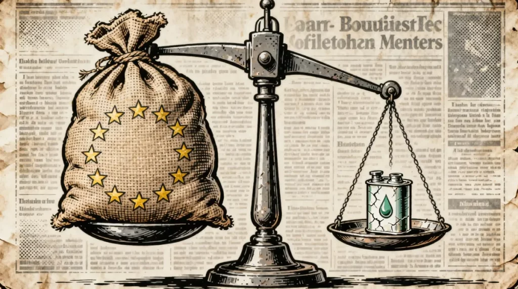 Ilustração editorial sobre Comissão Europeia propõe estocagem de fertilizantes em meio à crise de biocombustíveis. (Ilustraçã