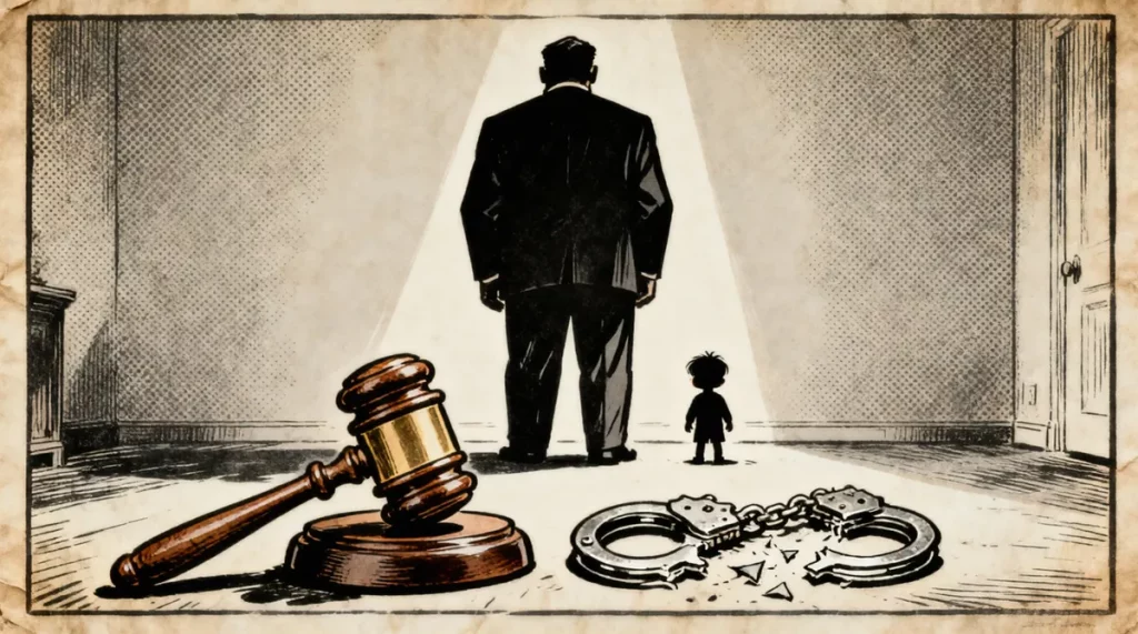 Ilustração editorial sobre Polícia do DF conclui investigação e MP denuncia pai por estupro de vulnerável. (Ilustração: Cafez