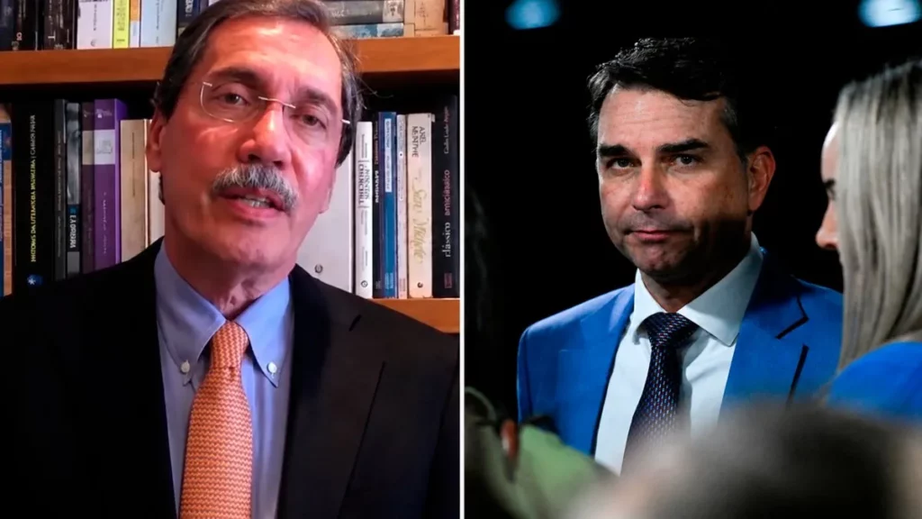 Montagem com o empresário Paulo Marinho (esq.) e o senador Flávio Bolsonaro (dir.). (Foto: BRASIL247.COM)
